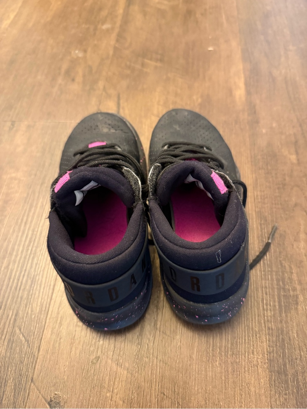 Jordan Kids Black Sneakers with Pink Accents